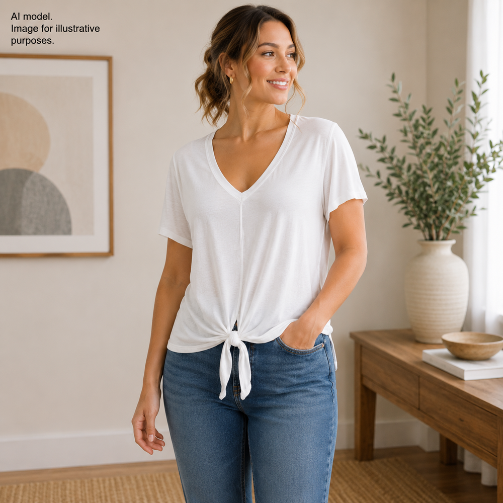 Lululemon Shirt Womens Large White Tie Front Cropped V Neck Lightweight Yoga